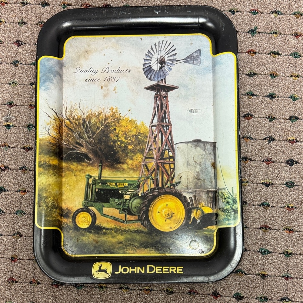 John Deere Black and Green Tray with Windmill Art